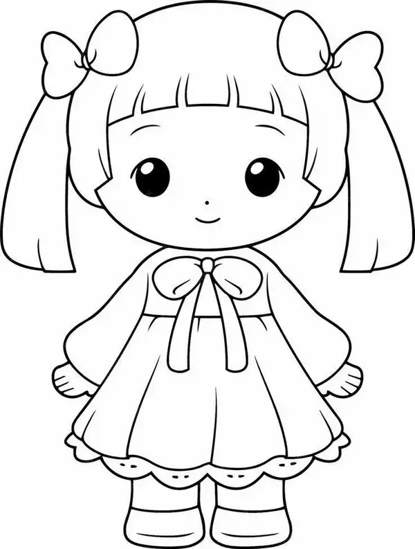 81 Hình tô màu paper doll đeo kính tròn, váy kẻ sọc.