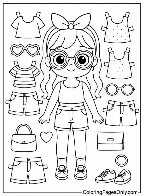 20 Trang tô màu paper doll đứng sàn nhảy, vòng pha lê.