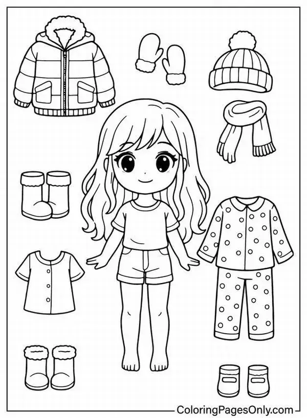 37 Mẫu tranh tô paper doll chibi giúp trẻ nhận biết màu sắc