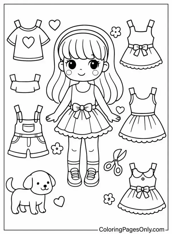 39 In hình tập tô paper doll nhỏ xinh kèm váy áo đổi thay