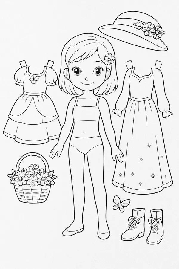 17 Trang tô búp bê giấy váy ngắn, áo len mỏng.