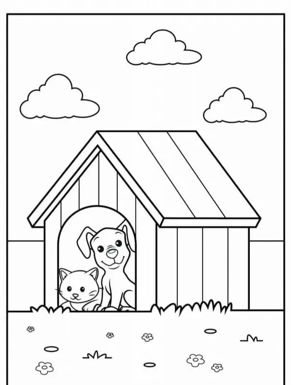 Tranh tô màu con vật nuôi trong gia đình cho trẻ mầm non.