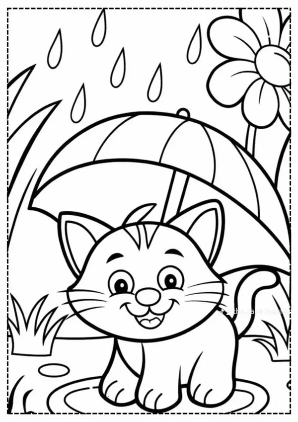 Trang tô màu chú cún con đuổi bướm ngoài vườn.