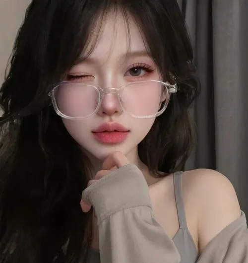 Ảnh avatar nữ đeo kính tròn với thần thái tự tin, cute ngầu.