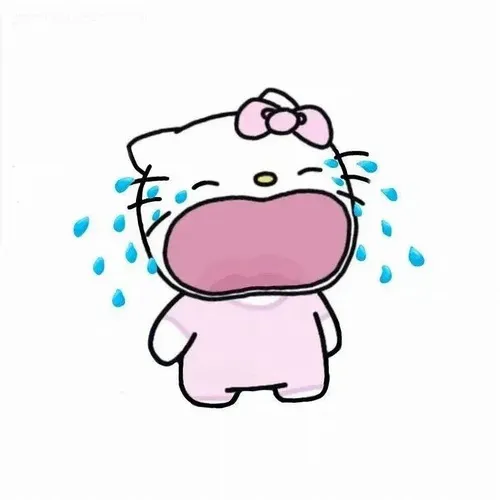 Mèo Hello Kitty buồn đứng cạnh My Melody, cố giấu vẻ thuần tính đang run rẩy.