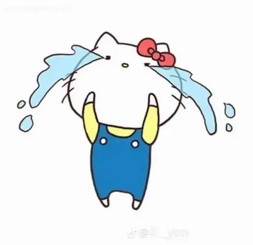 Hello Kitty khóc trong tông pastel nhòe đi như trái tim nặng trĩu.