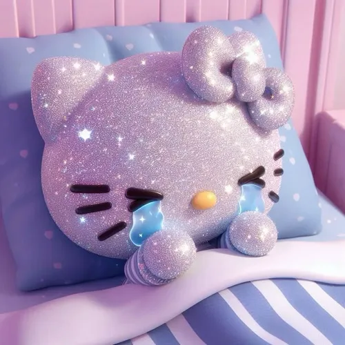 Hello Kitty khóc lặng lẽ giữa khoảng trời hồng mờ sương.