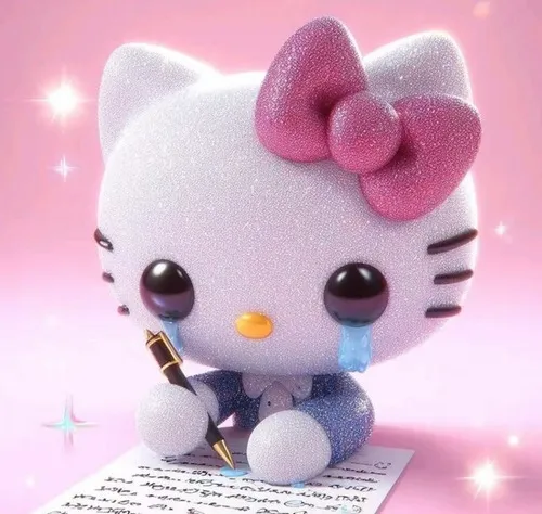 Mèo hồng u sầu ngồi một mình bên phông nền pastel tĩnh lặng.