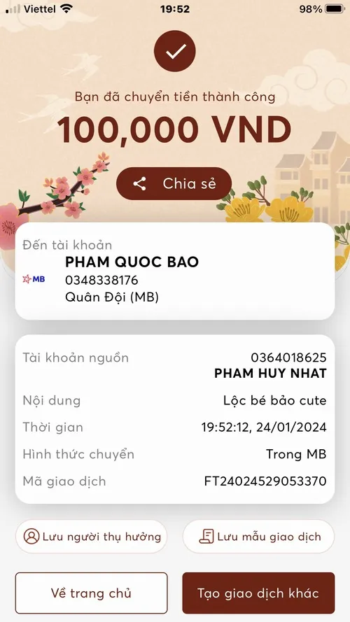 Ảnh meme vui chuyển khoản thành công gắn với niềm tin người xem