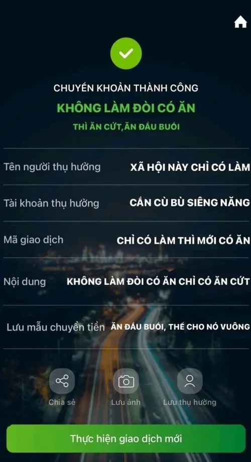Meme hài hước gửi tiền nhìn như thật để né trả tiền