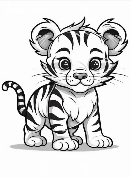 4 Mẫu tô màu chú hổ mạnh mẽ giúp bé học phối màu tự nhiên