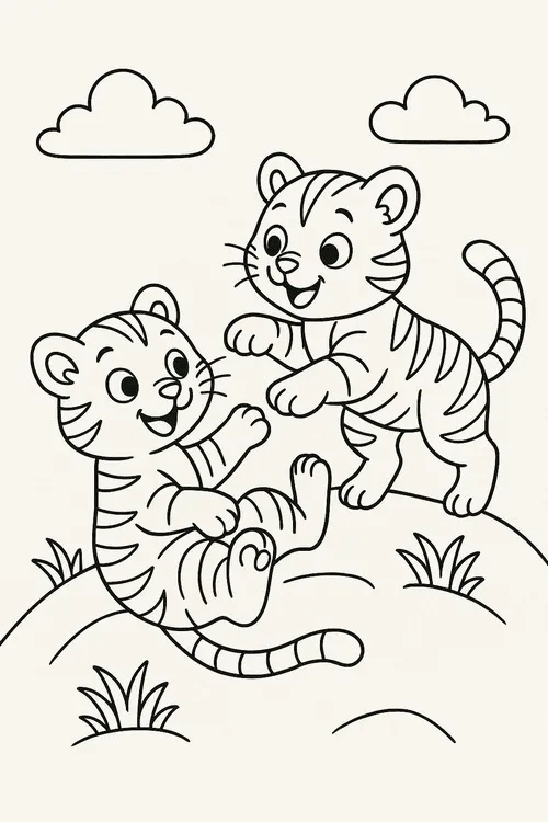 20 Bộ tranh tô màu hổ vằn cam đen nổi bật giữa rừng sâu cho bé 5 tuổi