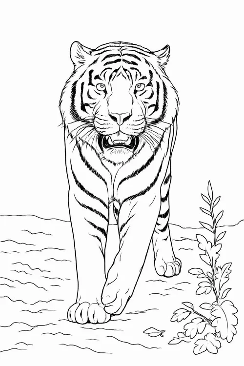 22 Tờ giấy tô màu hổ vằn đang bước nhẹ qua bụi cây rậm