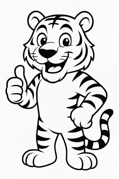 29 Trẻ học tô màu hổ vằn cam sắc nét nổi bật giữa nền xanh