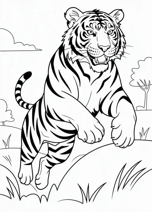 32 Tranh tô màu hổ con có đuôi cong sọc đen rất đẹp mắt