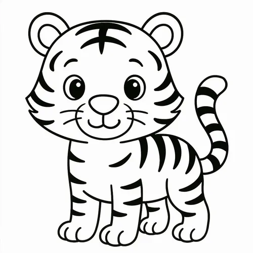 24 Tranh tô màu chú hổ con lăn tròn trong cỏ mềm cute quá