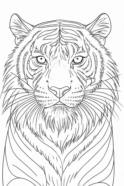 8 Trang tô màu con hổ vàng cam nổi bật với sọc đen rõ nét