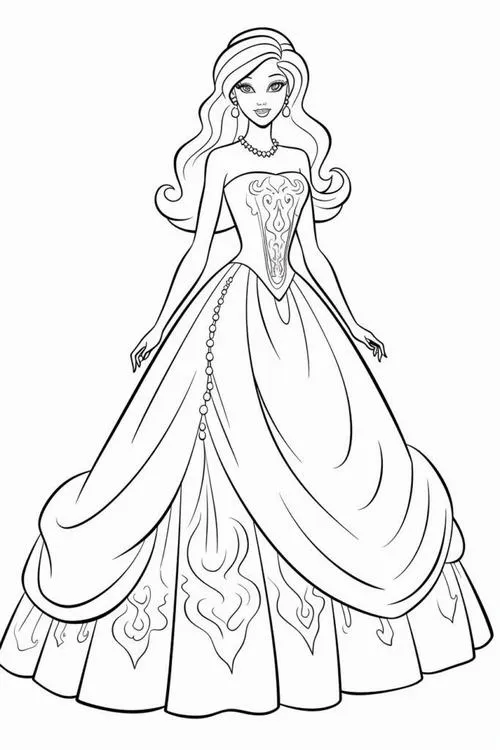 17 Tô màu công chúa váy dài vương miện lấp lánh siêu dễ thương