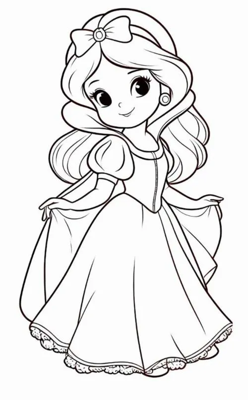 14 Tải tranh tập tô nàng công chúa cho bé tập vẽ