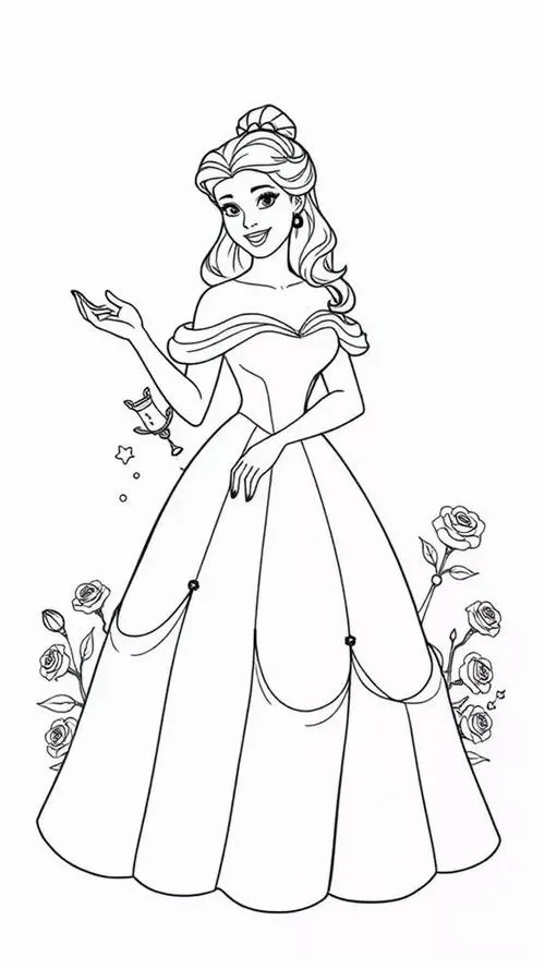11 Bộ tranh tô màu công chúa phong cách cổ tích nhẹ nhàng cho bé