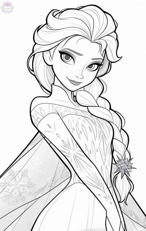 Hình tô màu Anna Elsa váy băng tuyết bé nhìn là thích ngay