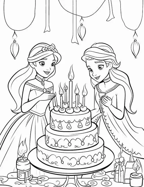 Tranh bé tập tô Anna và Elsa giúp bé rèn tay khéo léo