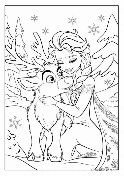 Hình tô màu Anna và Elsa giúp bé tránh xa điện thoại mỗi ngày