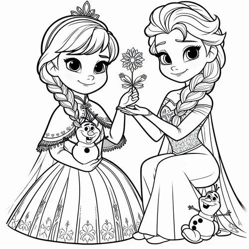 Tô màu công chúa Anna và Elsa chibi cùng Olaf bé tô là cười suốt