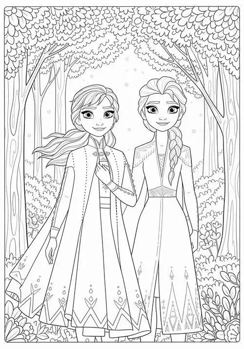 Tô màu công chúa Anna và Elsa Frozen giúp bé rèn tay và trí tưởng tượng