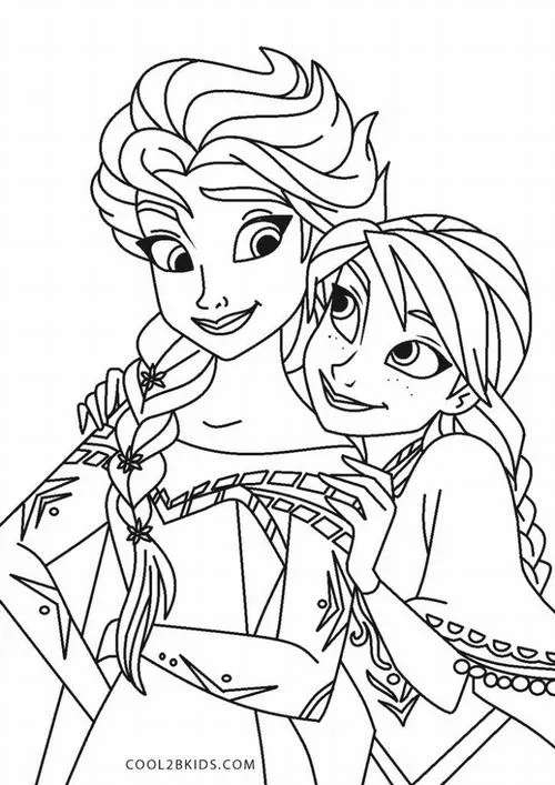 Tranh tô màu công chúa Anna và Elsa dễ thương cho bé tập tô