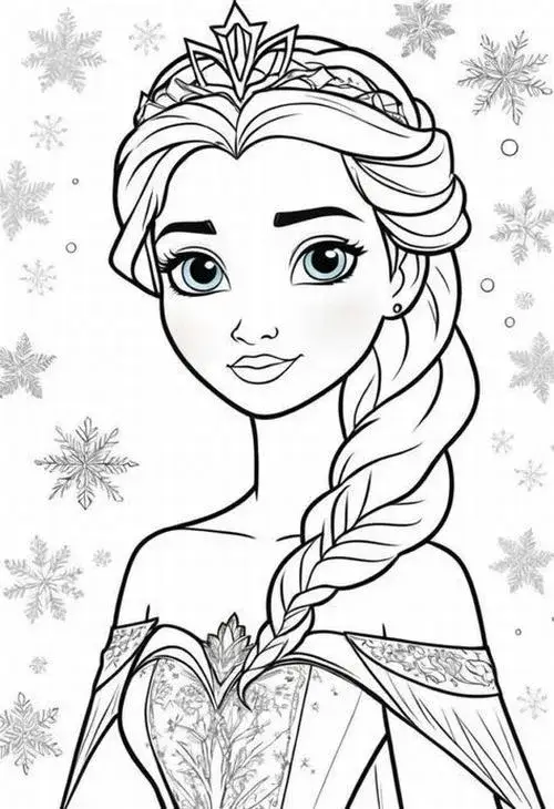 Tranh tô màu Anna Elsa đứng cạnh nhau rất gần gũi
