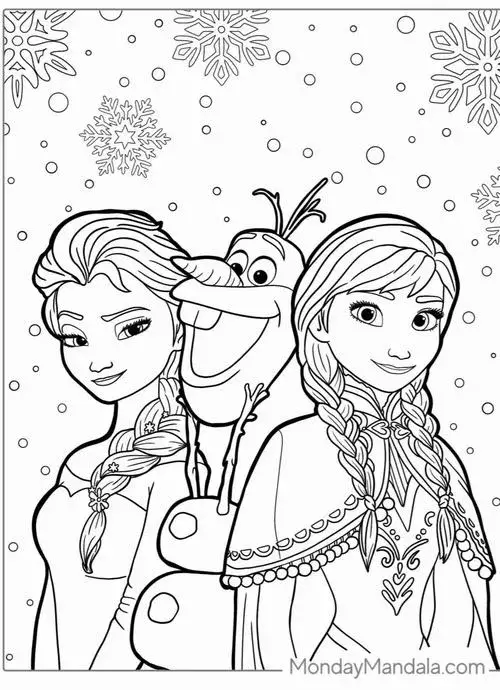 Trang học tô màu Anna Elsa tóc tết váy xanh tím nhìn cưng xỉu