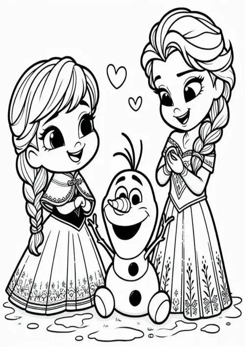 Trang tô màu Anna váy tím hồng bé tập tô nhìn thích mê