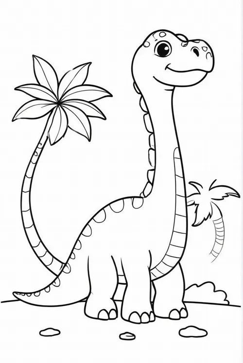 22 Tô màu sáng tạo khủng long cổ dài với cảnh núi lửa phun