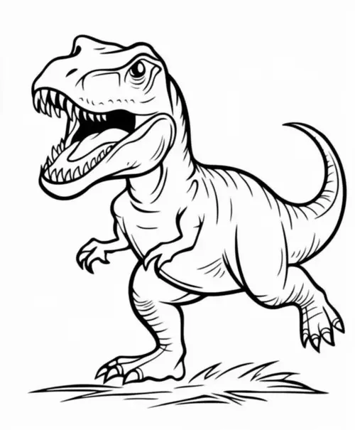 27 Tranh tô màu khủng long đứng trong rừng cổ đại cho trẻ 6 tuổi