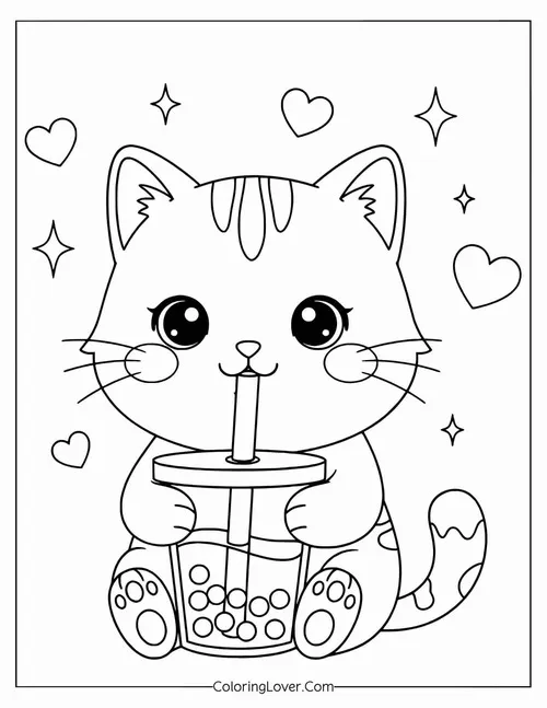 30 Tranh tô màu con mèo chibi đơn giản dễ thương cho bé 3 tuổi