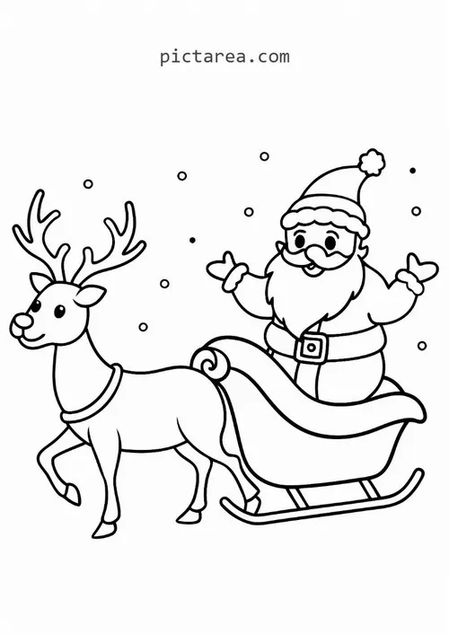 9 Trang tập tô ông Noel đứng cạnh cây thông đầy hộp quà sáng