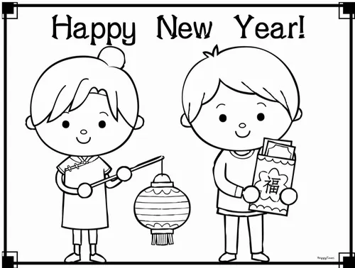 21 Mẫu tranh tô màu bé cầm đèn lồng đỏ đi dạo phố xuân thật cute