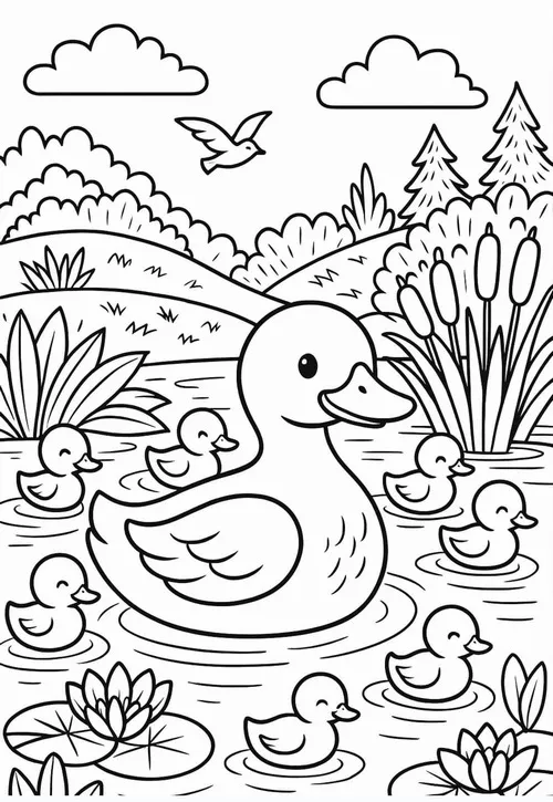 7 Bộ tranh tô màu con vịt lông vàng mềm như bông cute