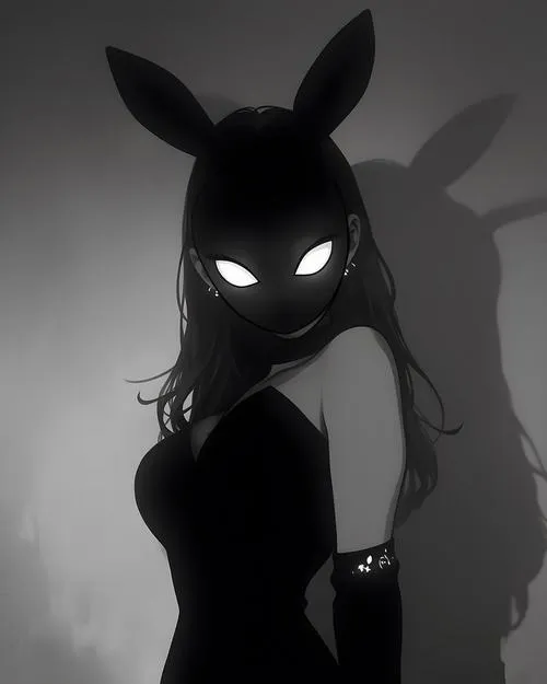 Avatar dễ thương đen trắng bố cục chính diện, hậu kỳ nhẹ.