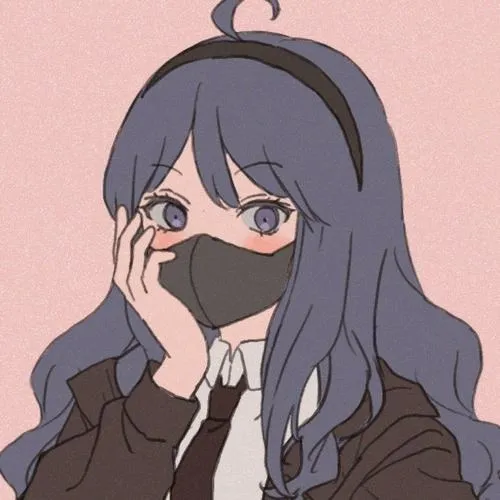 Ảnh avatar nữ đeo khẩu trang với ánh mắt sắc, phông nền tối.