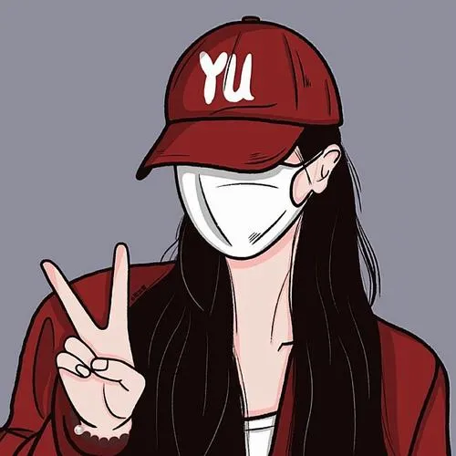 Hình đại diện ngầu nữ che mặt, tông xám, biểu cảm ít thể hiện.