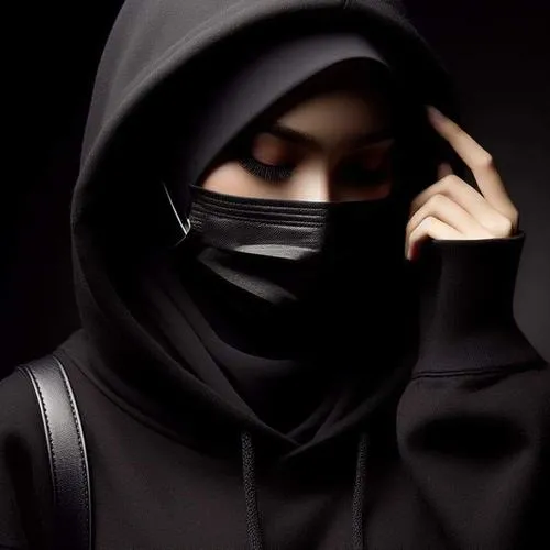 Ảnh hiển thị giấu mặt trong vibe bí ẩn lạnh lùng.