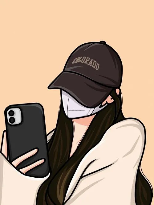 Hình đại diện cute con gái đội nón, lấp ló, cảm xúc lặng.