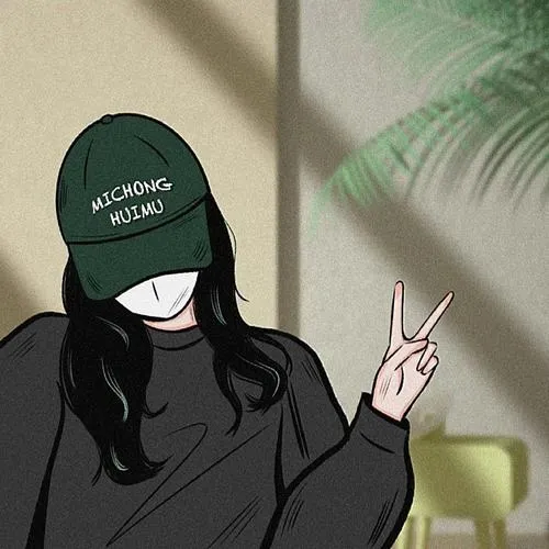 Hình đại diện ngầu nữ mũ che ngang trán bố cục nghiêng nhẹ lạnh lùng.