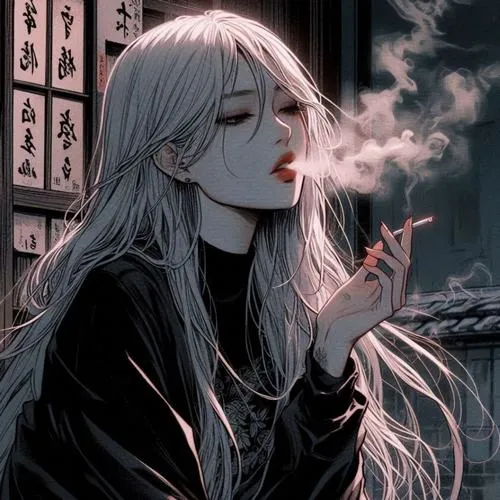 Ảnh đại diện con gái hút thuốc trầm buồn dành cho người thích im lặng