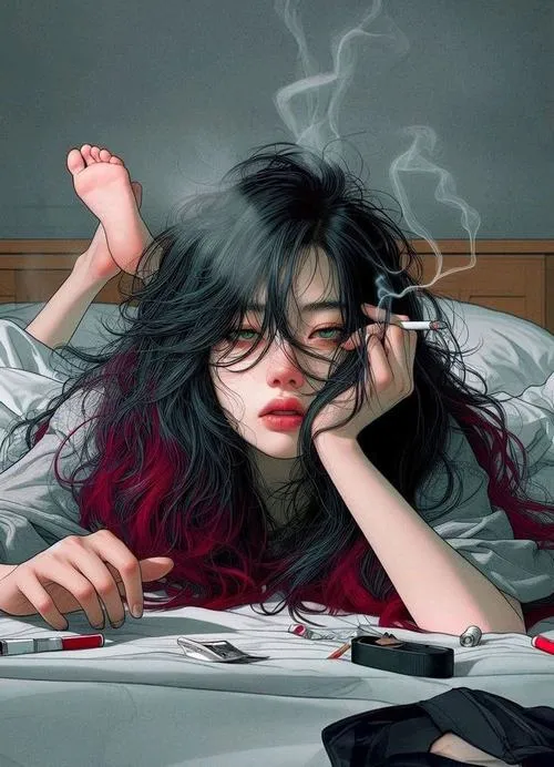 Ảnh profile con gái khói thuốc không gian trầm lặng