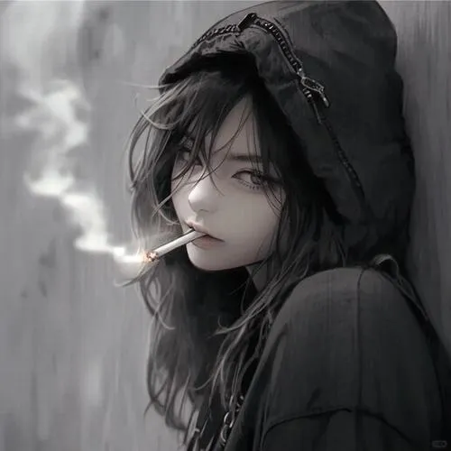 Ảnh avatar con gái khói mờ gương mặt nền tối