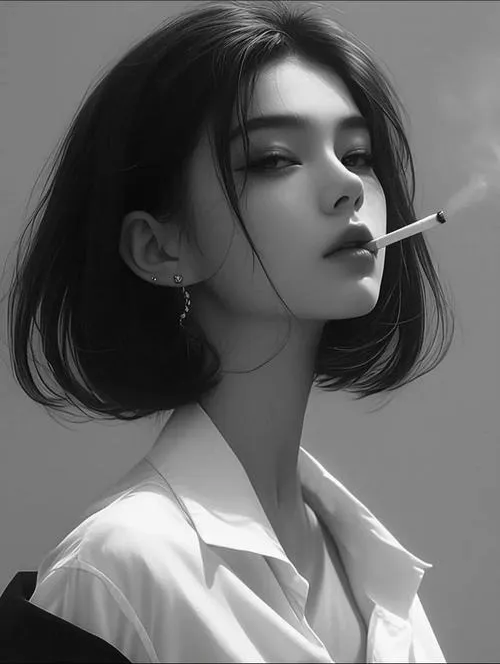 Ảnh avatar ngầu con gái khói thuốc ánh sáng viền