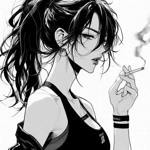 Avatar con gái hút thuốc ánh sáng thấp tĩnh